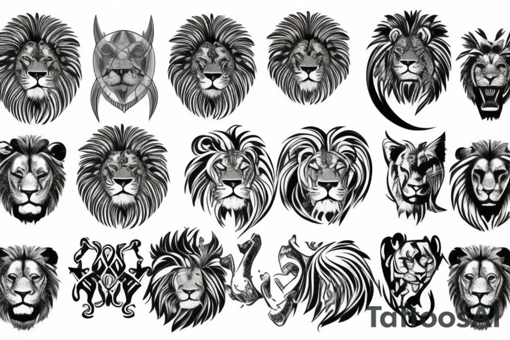 lion roaring metal tattoo idea