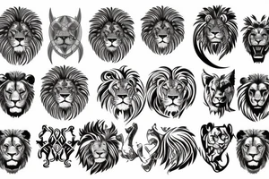 lion roaring metal tattoo idea