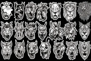 lion roaring heavy metal poster tattoo idea