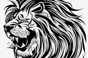 lion roaring heavy metal poster tattoo idea