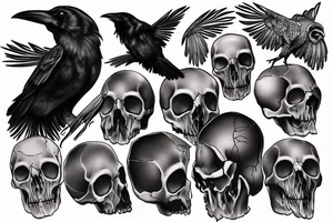 raven skull tattoo idea