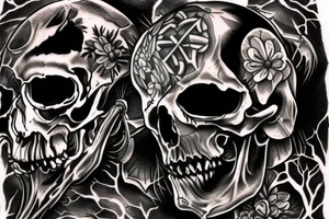 raven skull tattoo idea