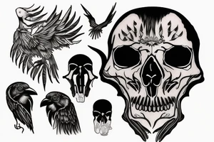 raven skull tattoo idea