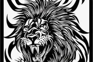 lion roaring heavy metal poster tattoo idea