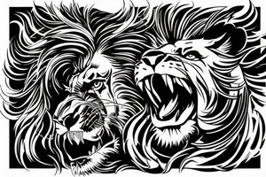 lion roaring heavy metal poster tattoo idea