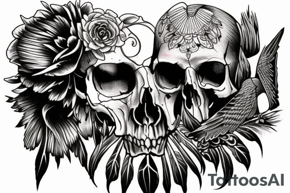 raven skull tattoo idea