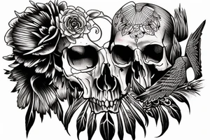 raven skull tattoo idea