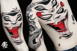 Oni with knife through mouth tattoo idea