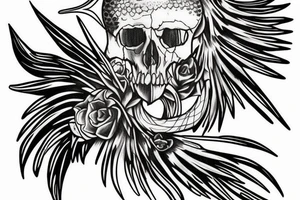 raven skull tattoo idea