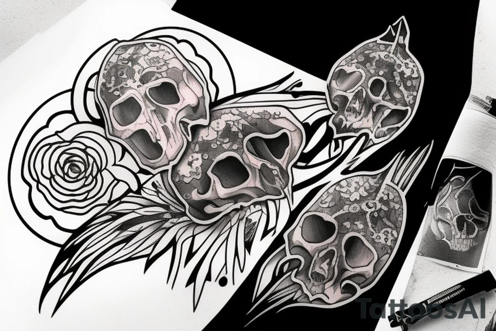 raven skull tattoo idea