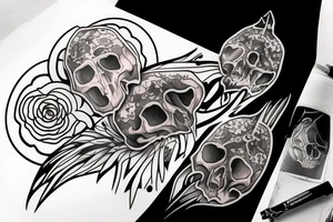 raven skull tattoo idea