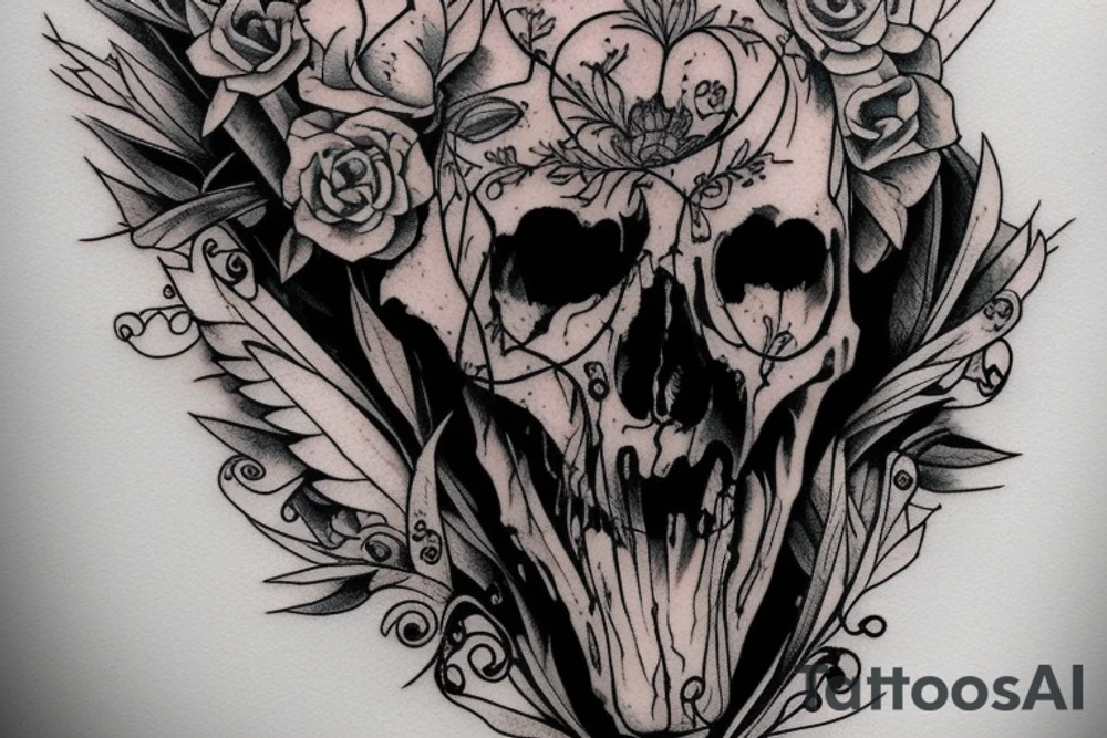 raven skull tattoo idea