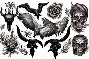 raven skull tattoo idea