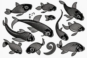 Koi fish with waves and waterfall tattoo idea