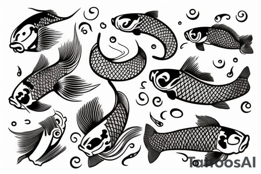 Koi fish with waves and waterfall tattoo idea
