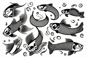 Koi fish with waves and waterfall tattoo idea