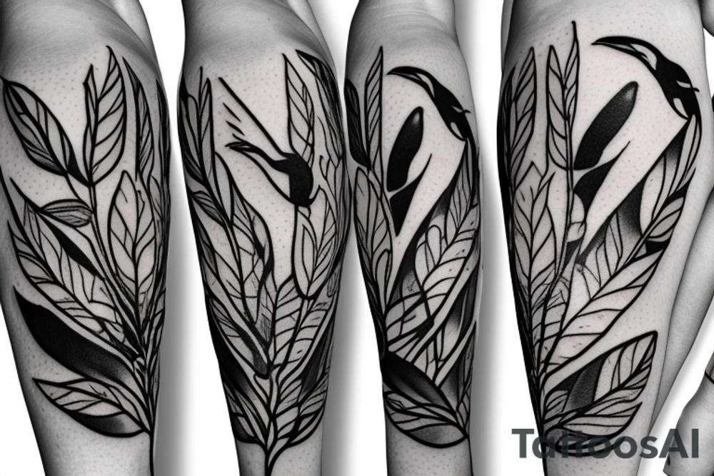 Dove flying clutching an olive branch losing leaves tattoo idea
