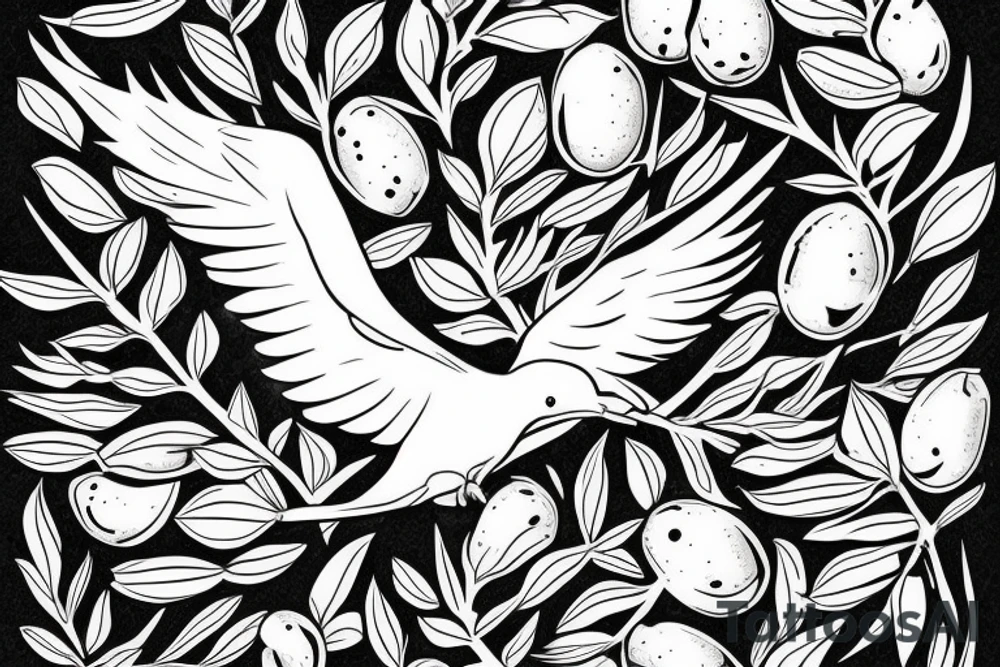 Dove flying clutching an olive branch tattoo idea