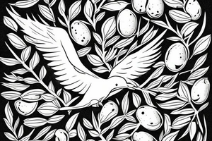 Dove flying clutching an olive branch tattoo idea