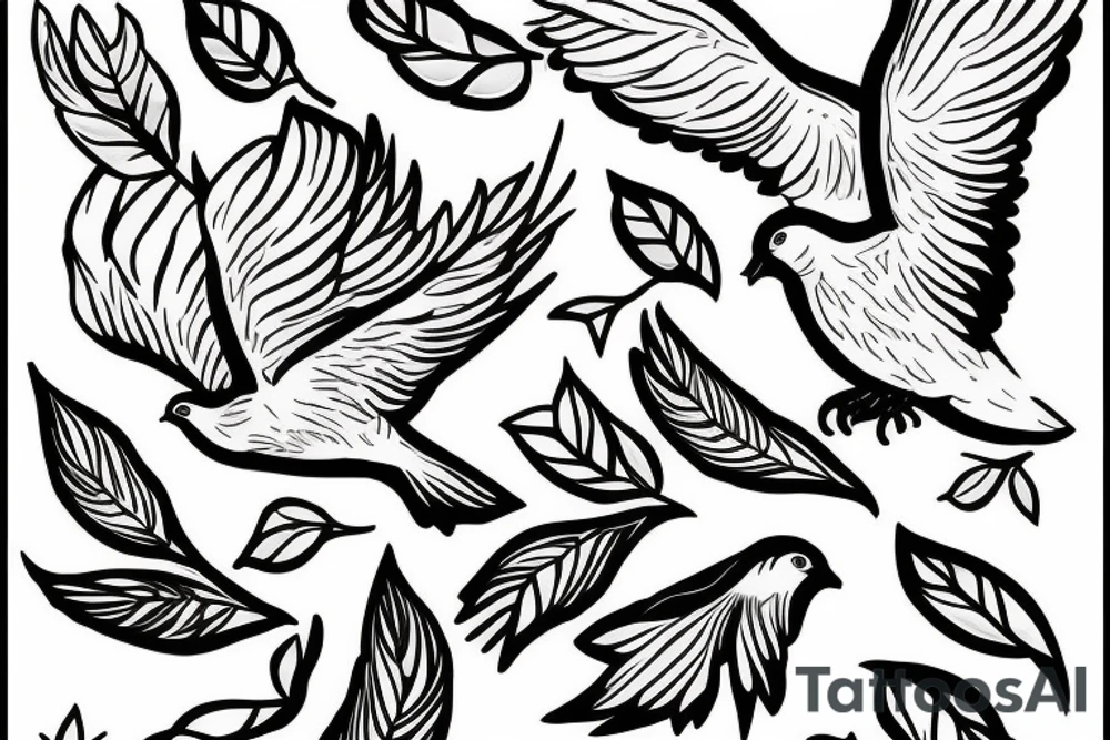 Dove flying clutching an olive branch tattoo idea