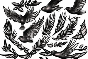 Dove flying clutching an olive branch tattoo idea