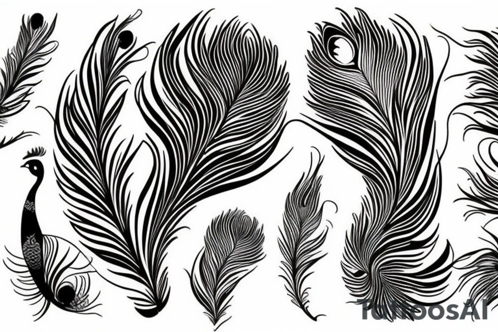 Peacock feather and leopard tattoo idea