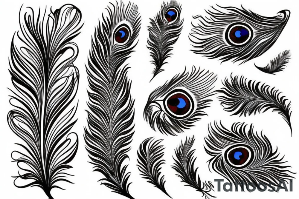 Peacock feather and leopard tattoo idea