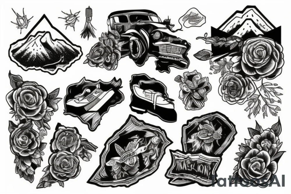 cracked mountain road tattoo idea