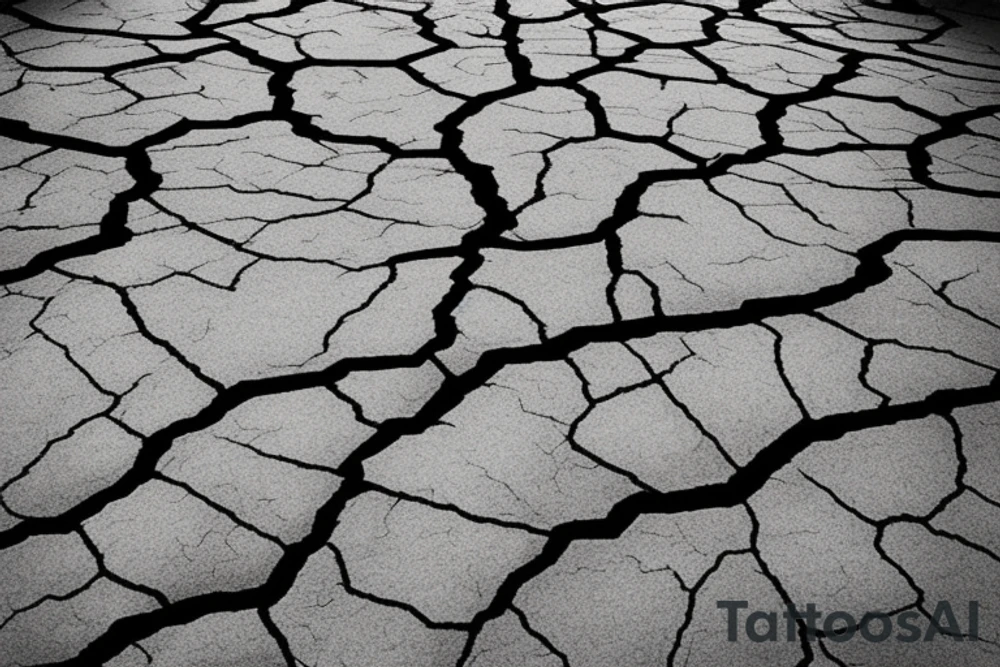 cracked road in the mountains tattoo idea