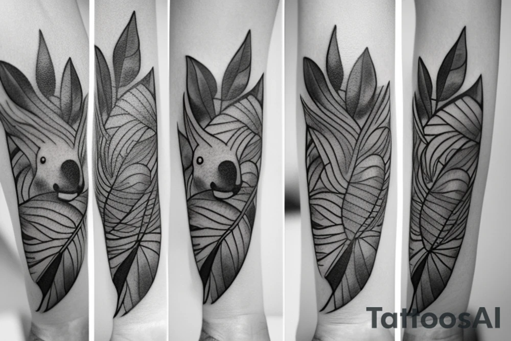 Koala and leaf tattoo idea
