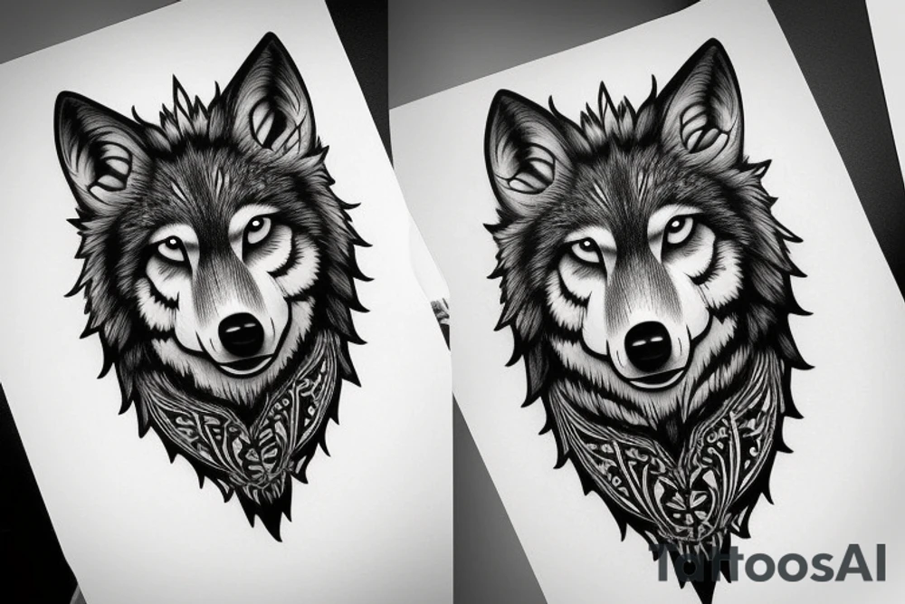 Wolf head tattoo idea