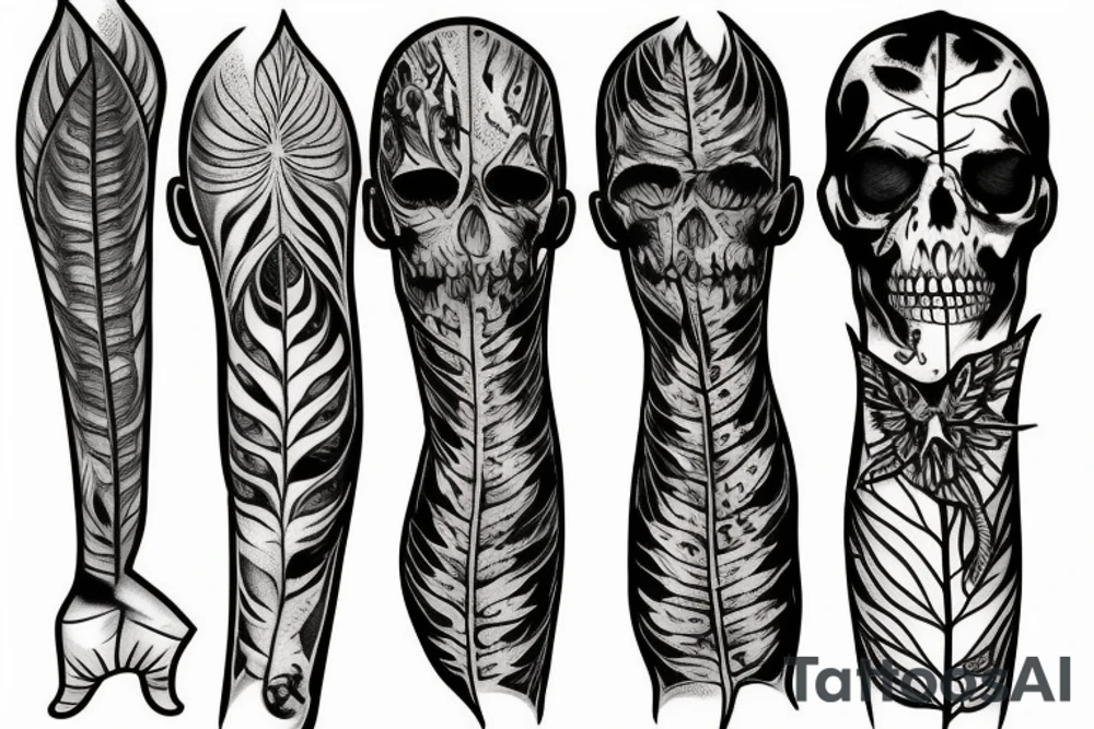 Dagger and leaves tattoo idea