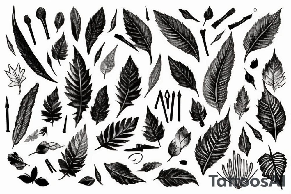 Dagger and leaves tattoo idea