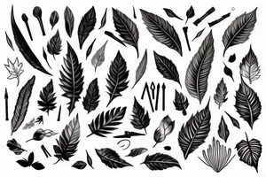 Dagger and leaves tattoo idea
