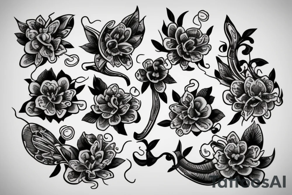 Ornamental orchid tattoo idea
