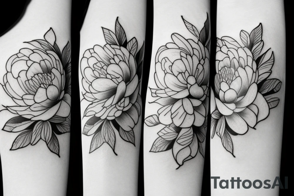 Ornamental peony tattoo idea