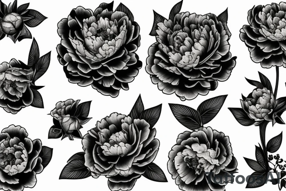 Ornamental peony tattoo idea