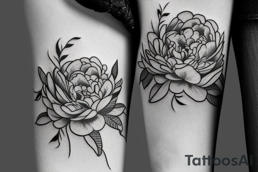 Fine line peony tattoo idea