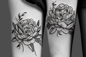 Fine line peony tattoo idea