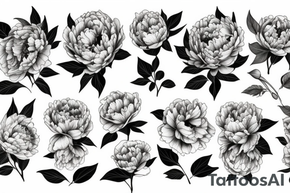 Fine line peony tattoo idea