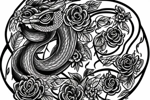 Snake and flowers tattoo idea