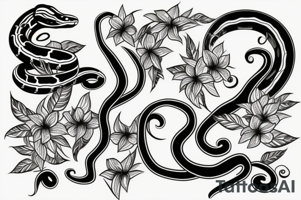 Snake and flowers tattoo idea