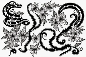 Snake and flowers tattoo idea