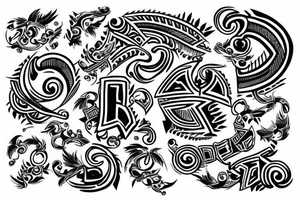Tattoo with letter FPD in a tribal style tattoo idea
