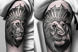 A knight, a lion, 6 stars, SPSJ, a candle, Phrygian cap, Mountains in the back ground, an eagle, a condor, tattoo idea