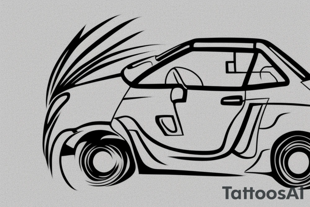 minimalistic car side view tattoo idea