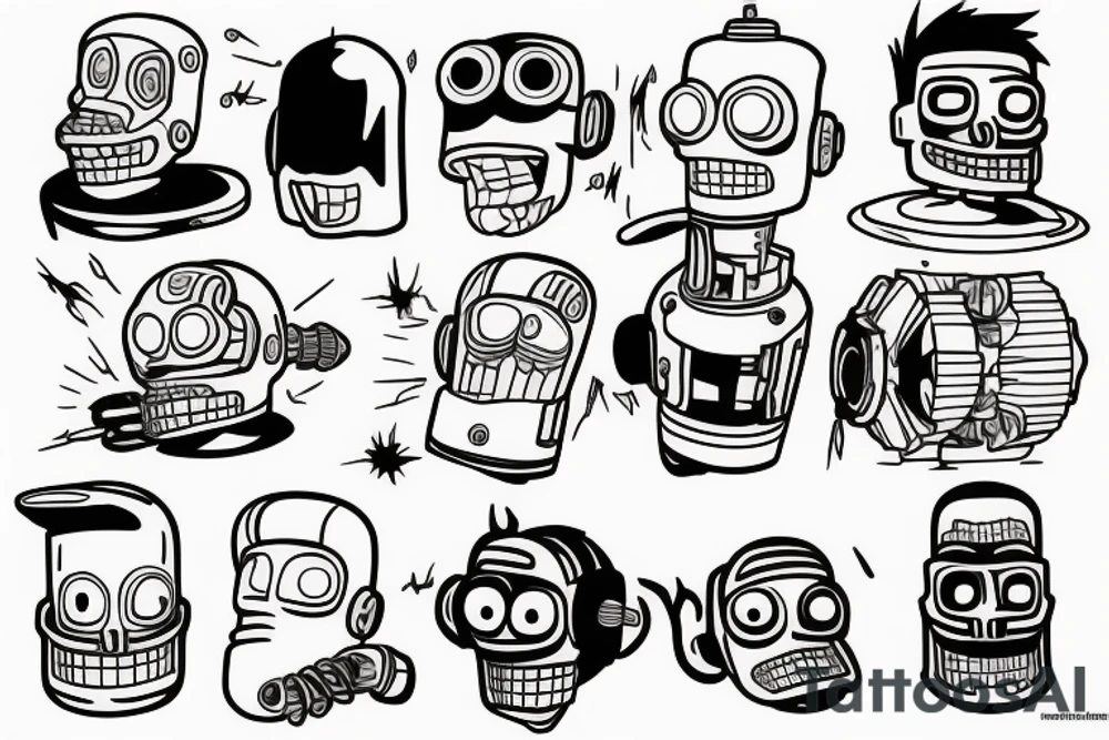 Fry and Bender from futurama War tattoo idea
