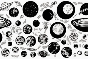 Hot girl picking up planets the size of marbles tattoo idea