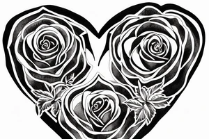 Rose with a heart in the center around a triangle tattoo idea