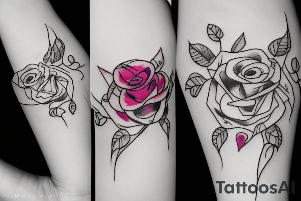 Rose with a heart in the center tattoo idea